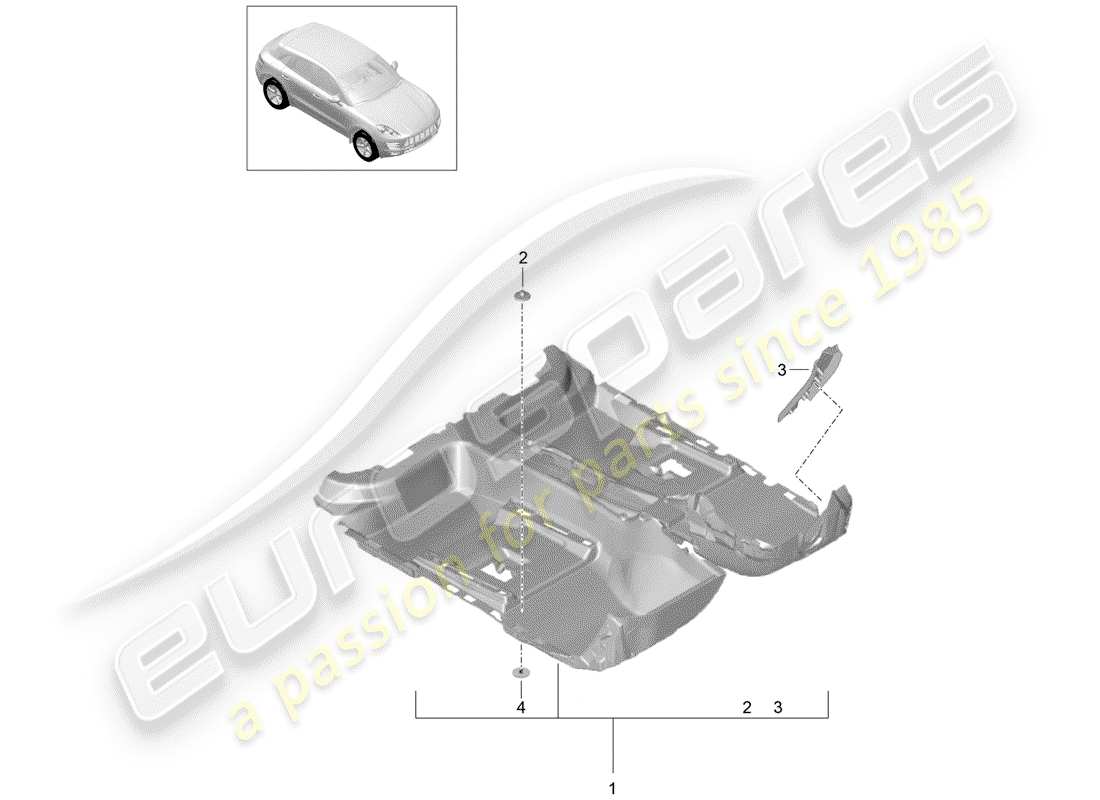 porsche 2015 (macan) revêtement de sol schéma des pièces