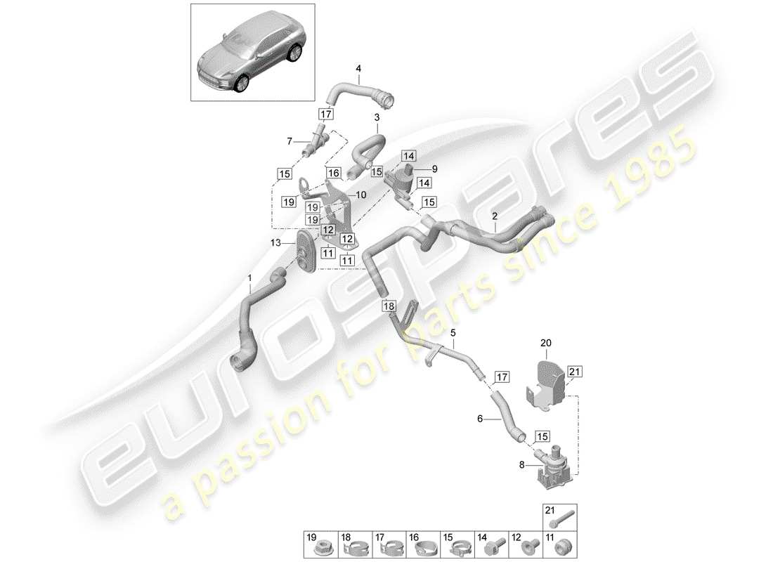 porsche 2019 (macan) schéma des pièces du chauffage