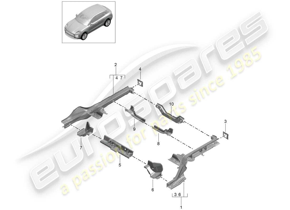 porsche 2019 (macan) diagramme des pièces du cadre