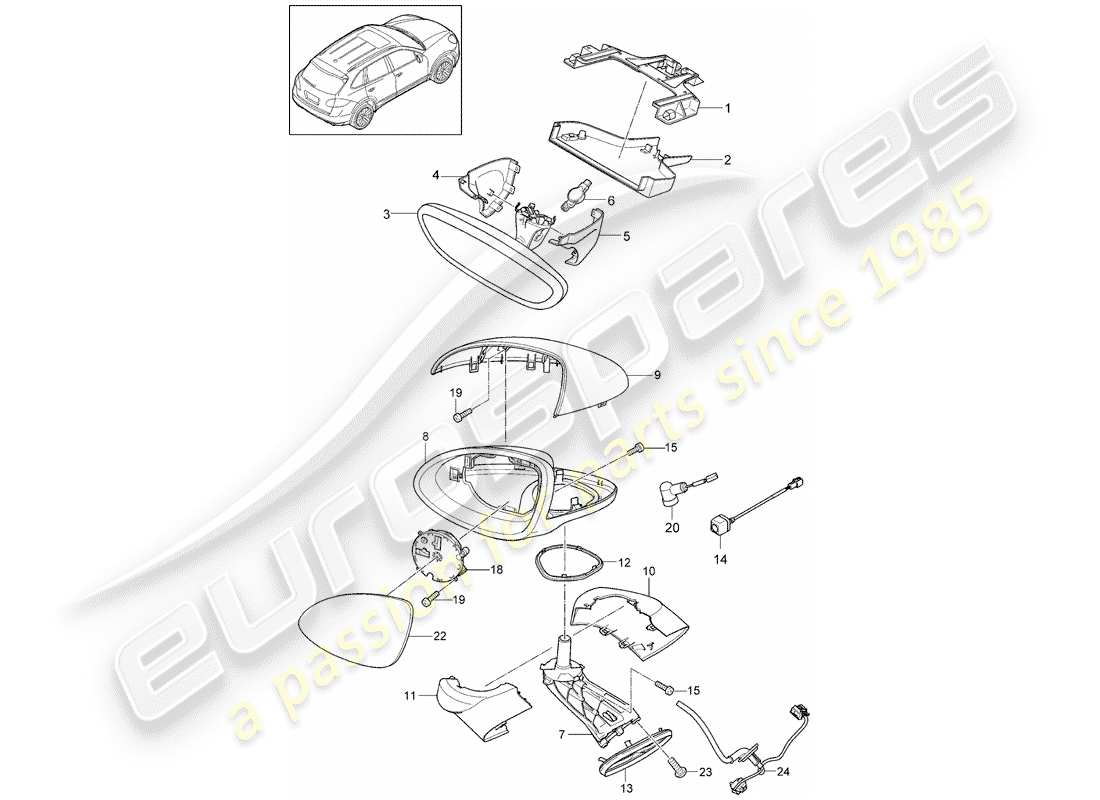 porsche 2012 (cayenne e2 92a) rétroviseur intérieur schéma des pièces