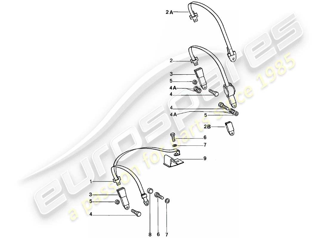 porsche 1981 (911) ceinture de sécurité schéma des pièces