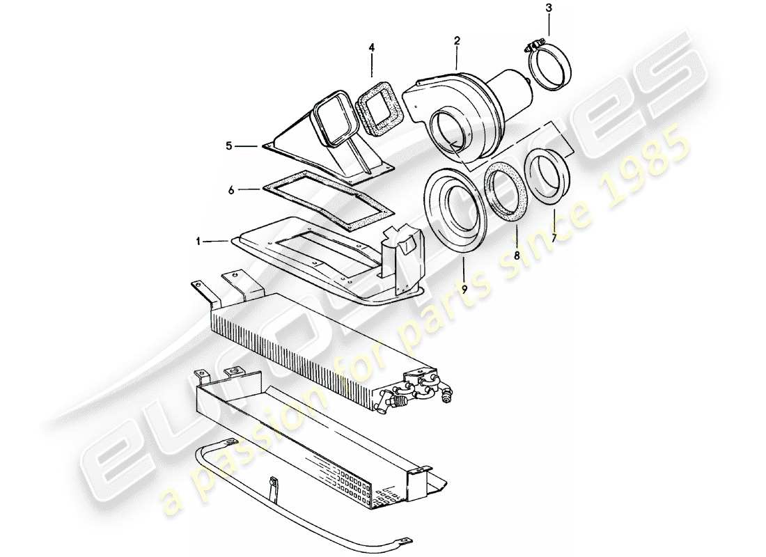 porsche 1980 (911) diagramme des pièces du ventilateur