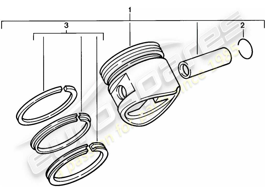 porsche 1987 (924s) piston - segment de piston schéma des pièces