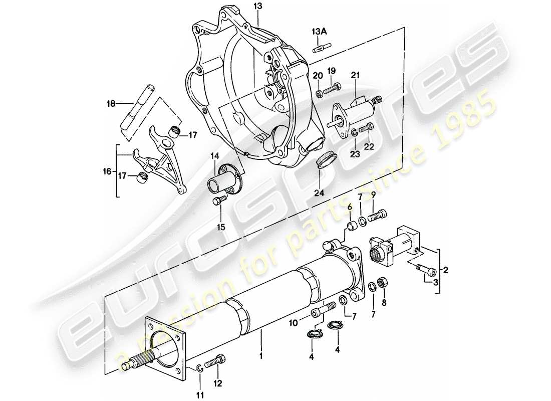 porsche 1977 (924) tube central schéma des pièces