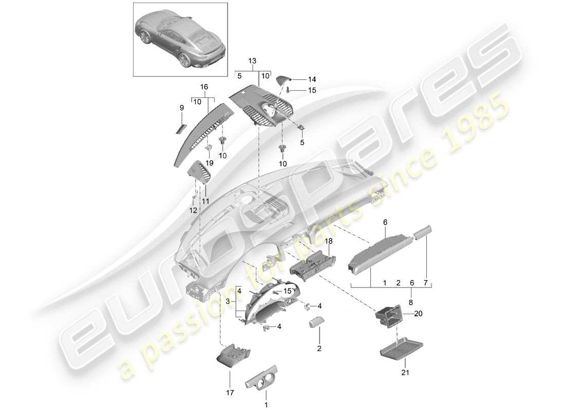 porsche 2014 (991-1 turbo) accessoires schéma des pièces