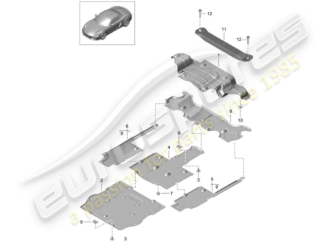 porsche 2015 (981 boxster) diagramme des pièces de doublure