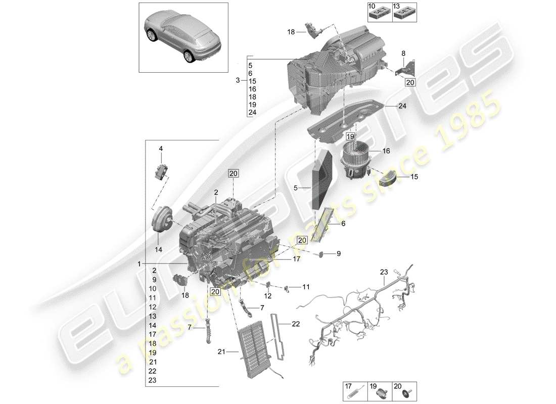 porsche 2019 (macan) climatiseur schéma des pièces