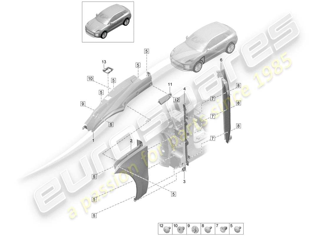 porsche 2019 (macan) aile schéma des pièces