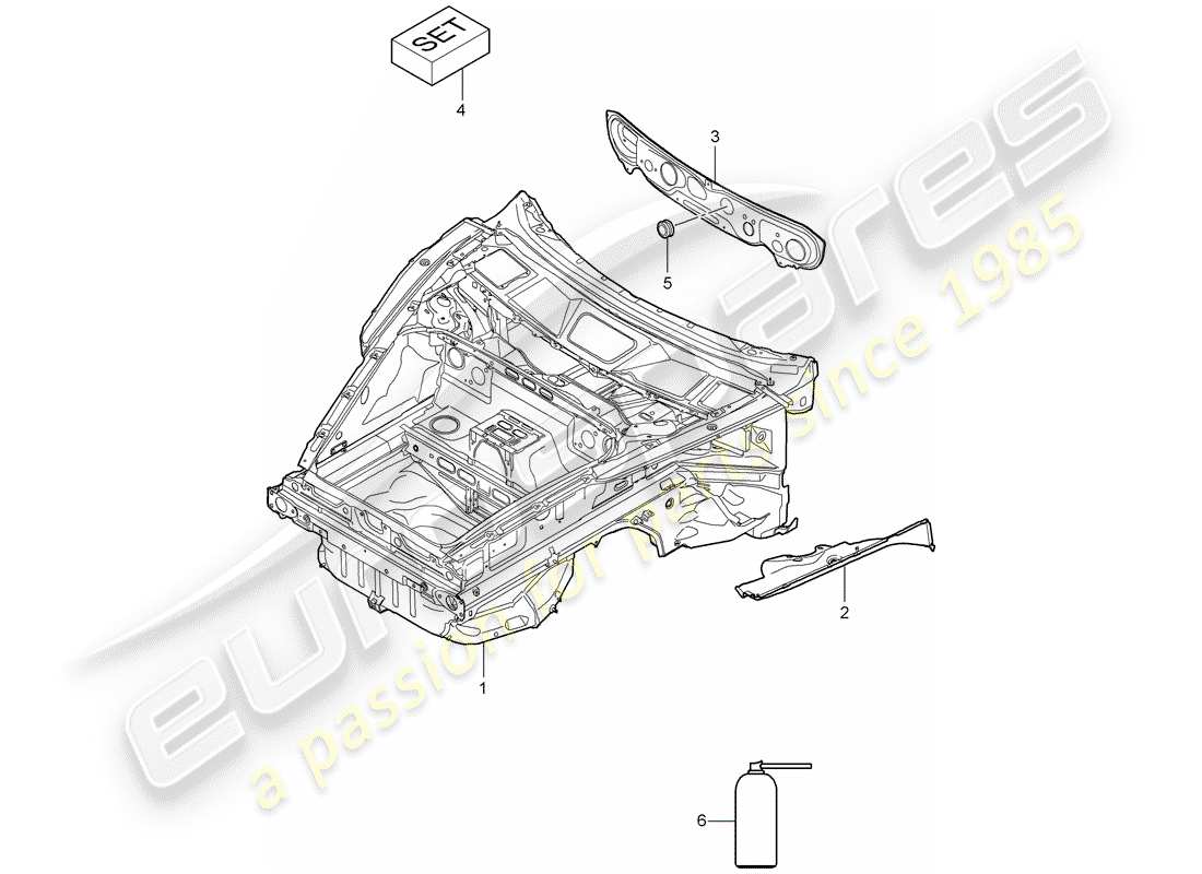 porsche 2007 (997-1 turbo / gt2) schéma des pièces front end