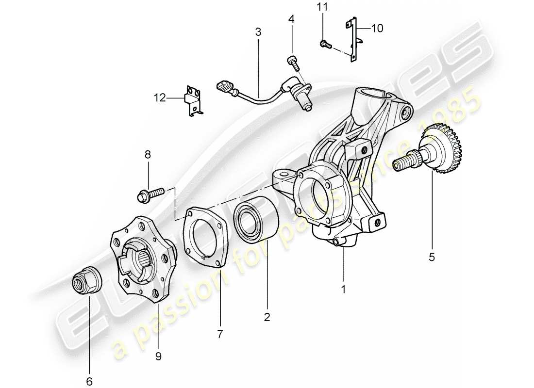 porsche 2007 (997-1 gt3) support de roue schéma des pièces