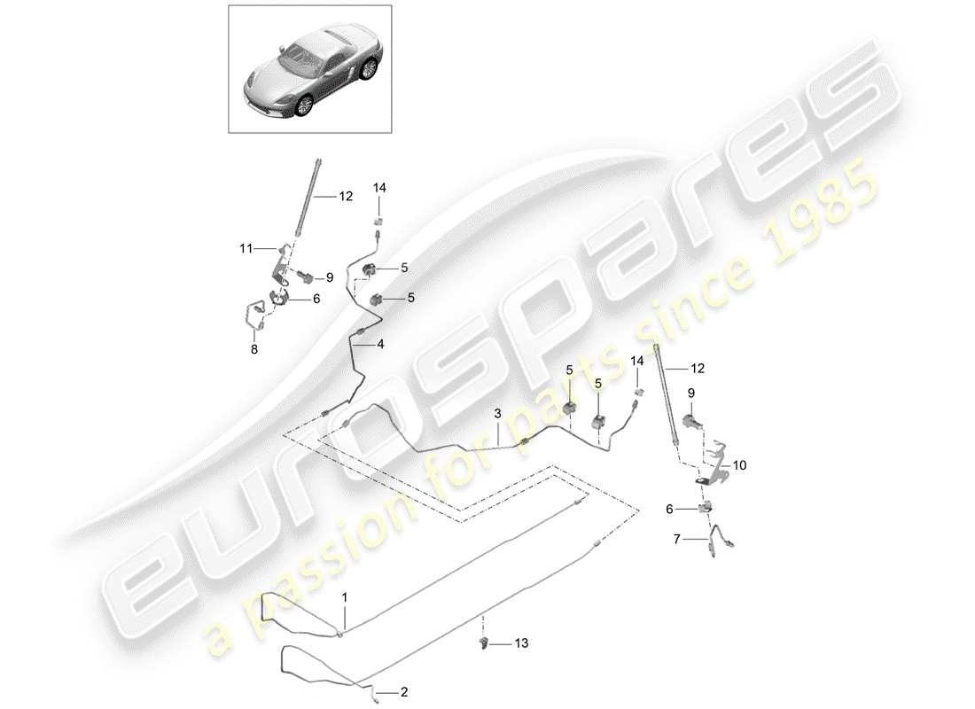 porsche 2018 (718 boxster) conduite de frein schéma des pièces