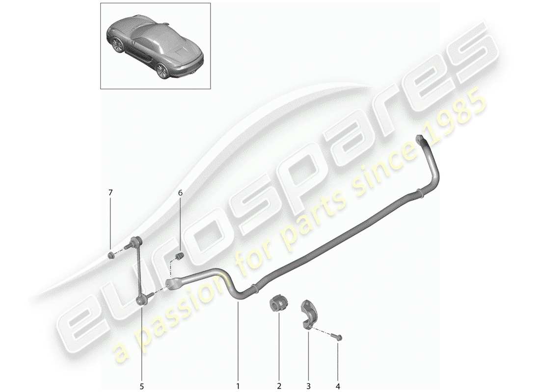 porsche 2015 (981 boxster) schéma des pièces du stabilisateur