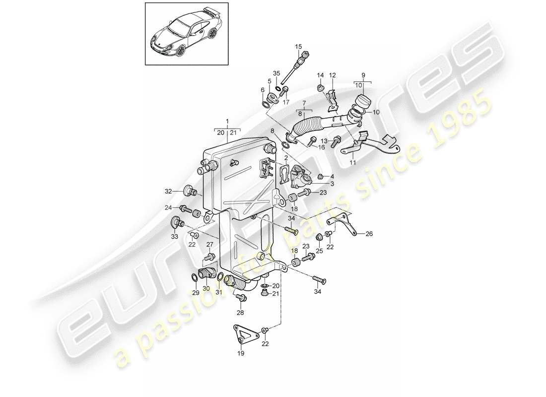 porsche 2008 (997-1 gt3) lubrification du moteur schéma des pièces