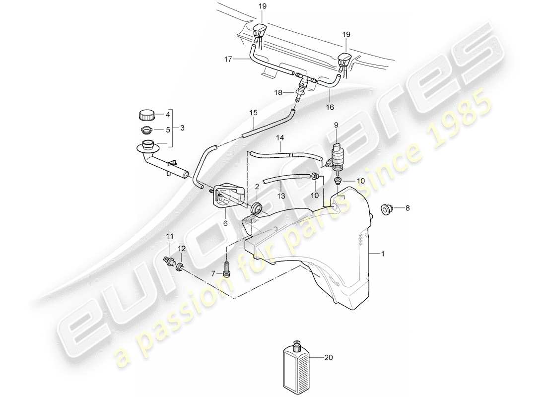 porsche 2010 (997-2) unité de lave- rondelle schéma des pièces