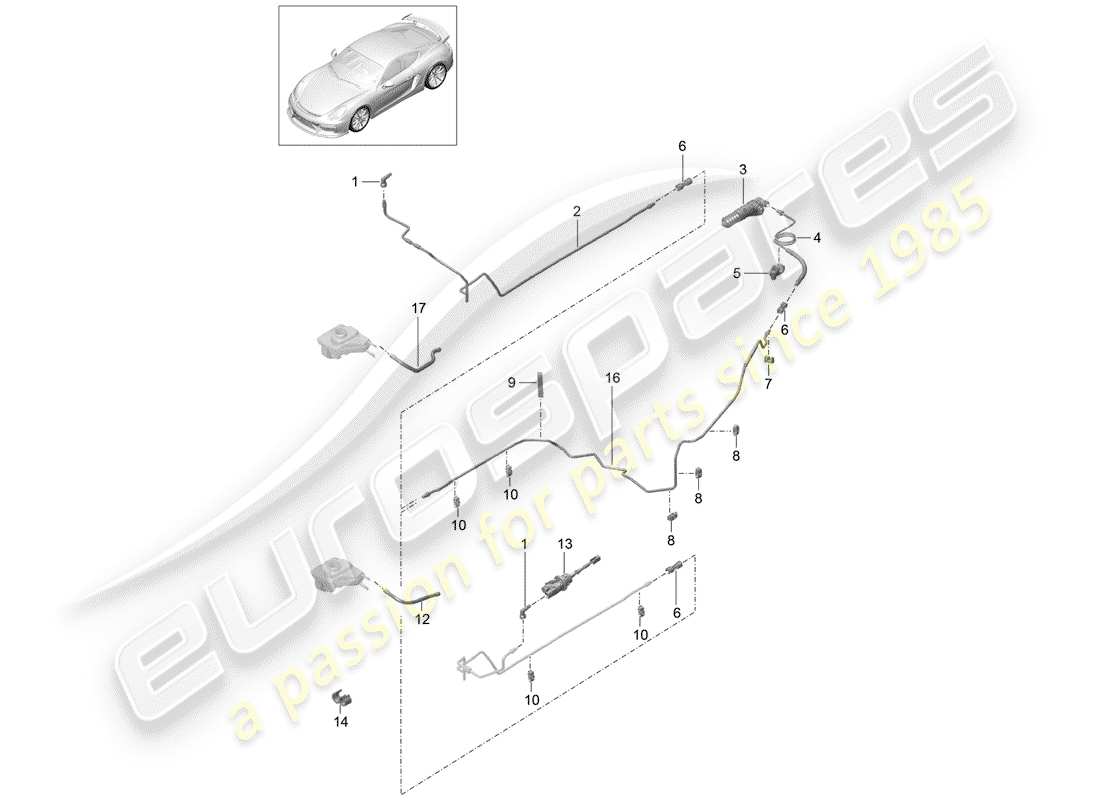 porsche 2016 (981 cayman gt4) actionnement de l'embrayage schéma des pièces