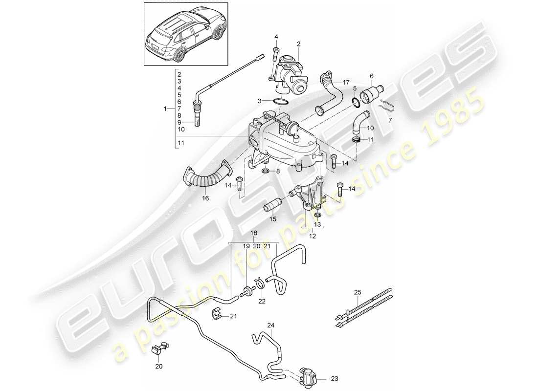 porsche 2013 (cayenne e2 92a) recyclage des gaz d'échappement schéma des pièces