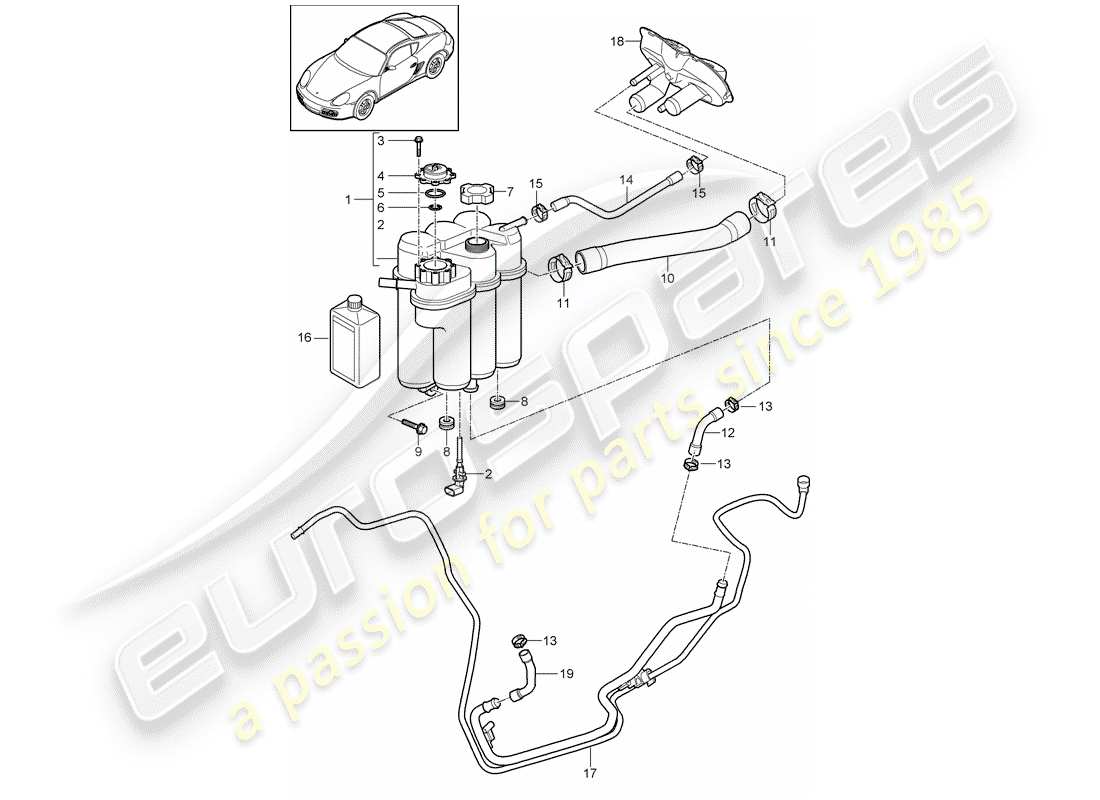 porsche 2009 (987 cayman) refroidissement par eau schéma des pièces