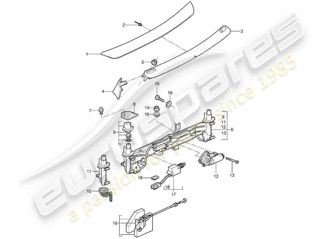 porsche 2005 (987 boxster) spoiler arrière schéma des pièces
