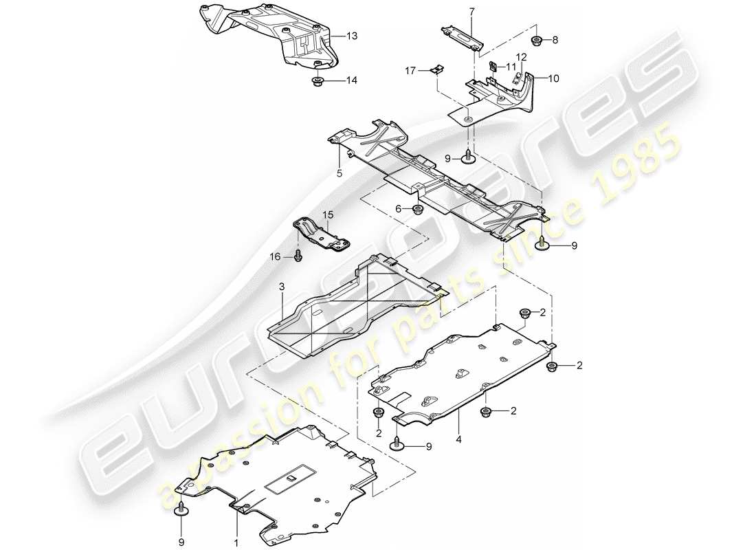porsche 2007 (987 boxster) schéma des pièces des garnitures