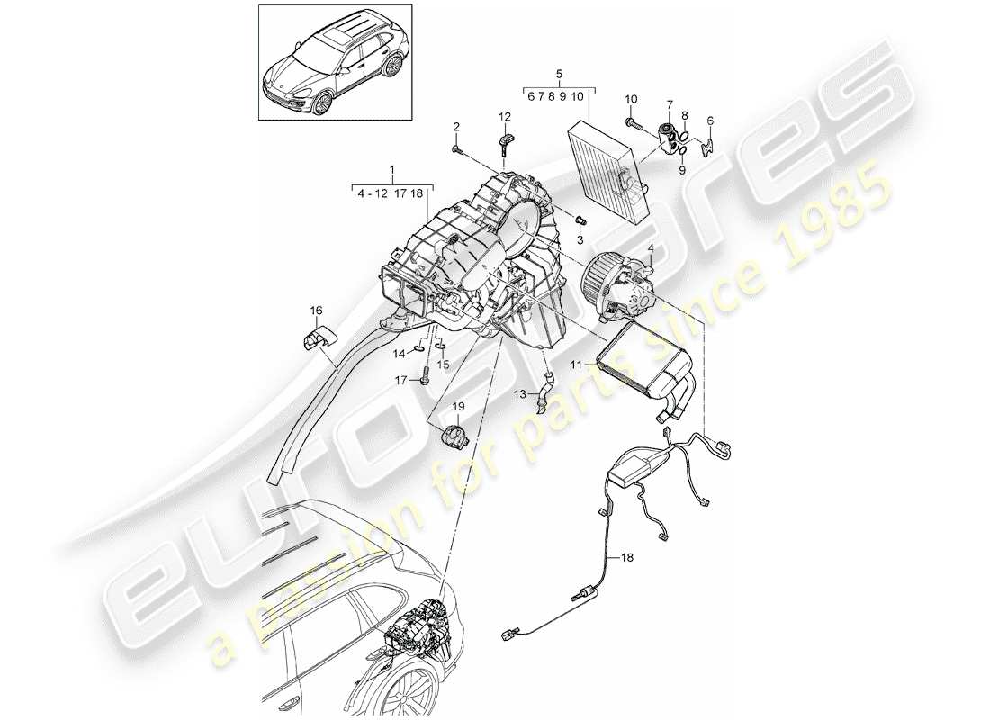 porsche 2011 (cayenne e2 92a) climatiseur schéma des pièces