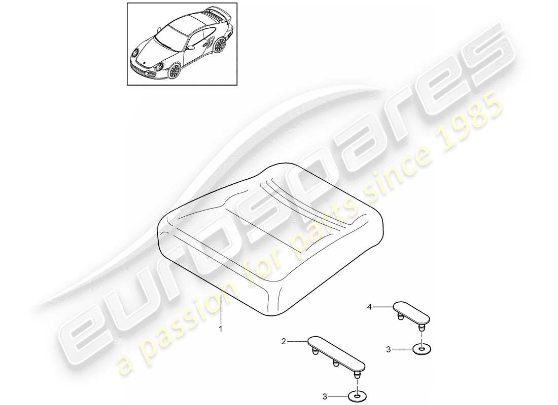 porsche 2013 (997-2 turbo / gt2 rs) coussin de siège arrière schéma des pièces