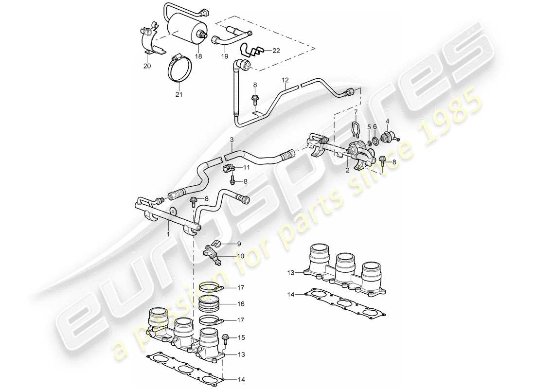 porsche 2007 (997-1 gt3) tuyau de récupération de carburant schéma des pièces