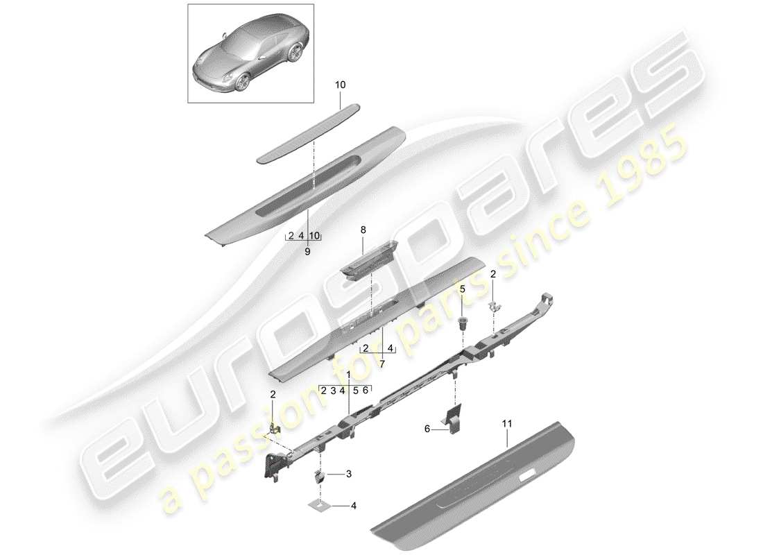 porsche 2016 (991-1) garniture schéma des pièces