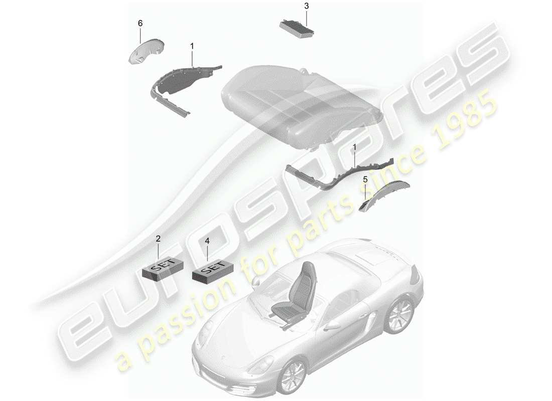 porsche 2016 (981 boxster) rembourrage pour siège schéma des pièces