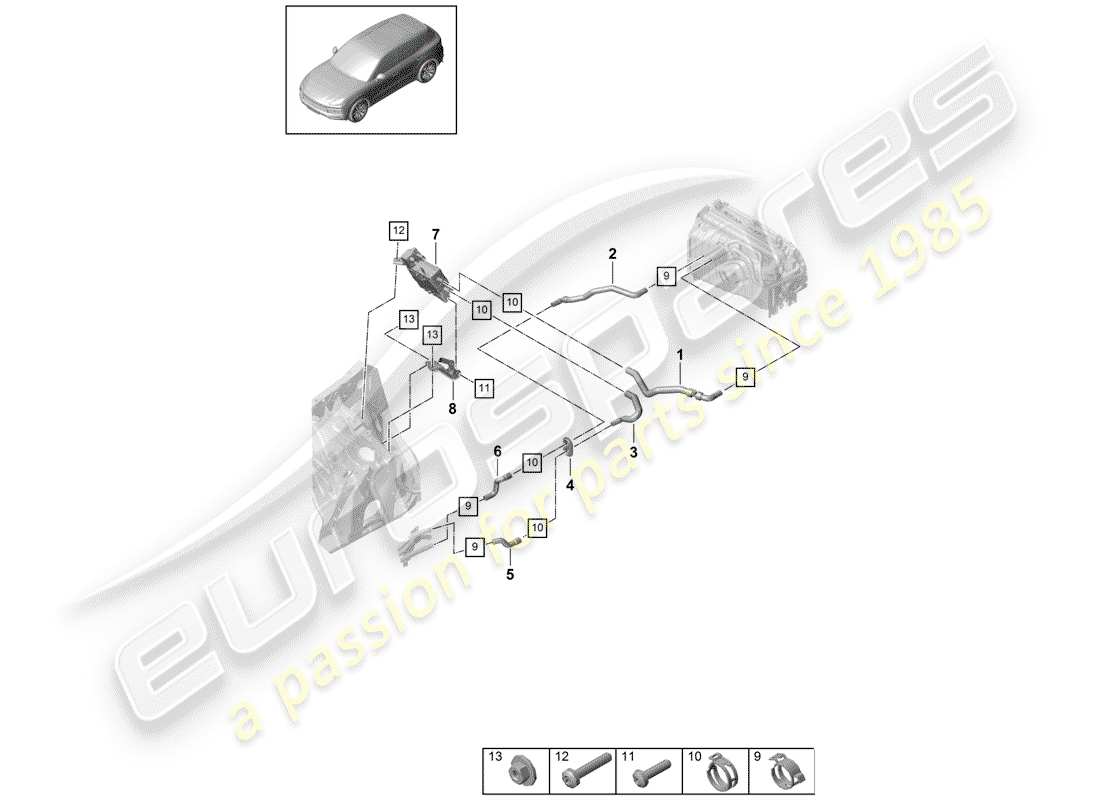 porsche 2019 (cayenne e3 9ya/9yb) chauffage, climatisation. diagramme des pièces du système