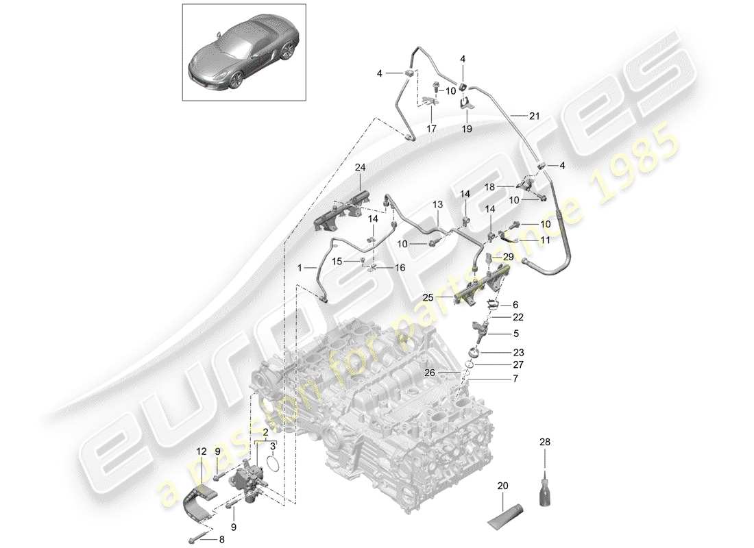 porsche 2015 (981 boxster) tuyau de récupération de carburant schéma des pièces