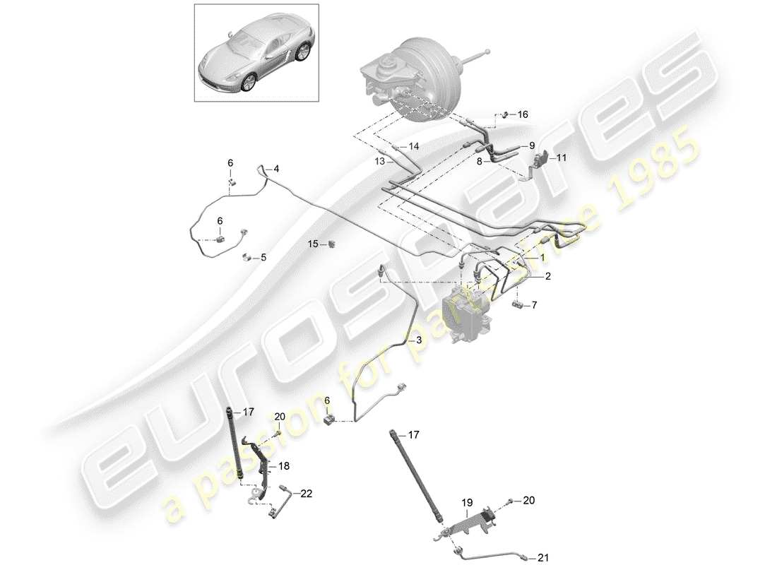 porsche 2018 (718 cayman) conduite de frein schéma des pièces