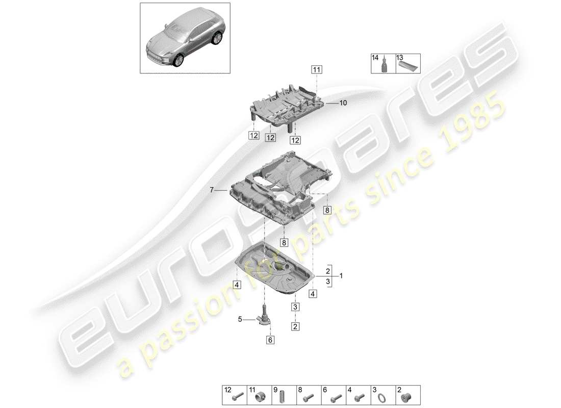 porsche 2019 (macan) boîtier conducteur d'huile schéma des pièces