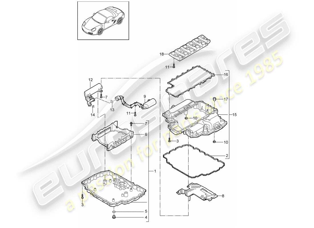 porsche 2011 (987 boxster) carter d'huile schéma des pièces
