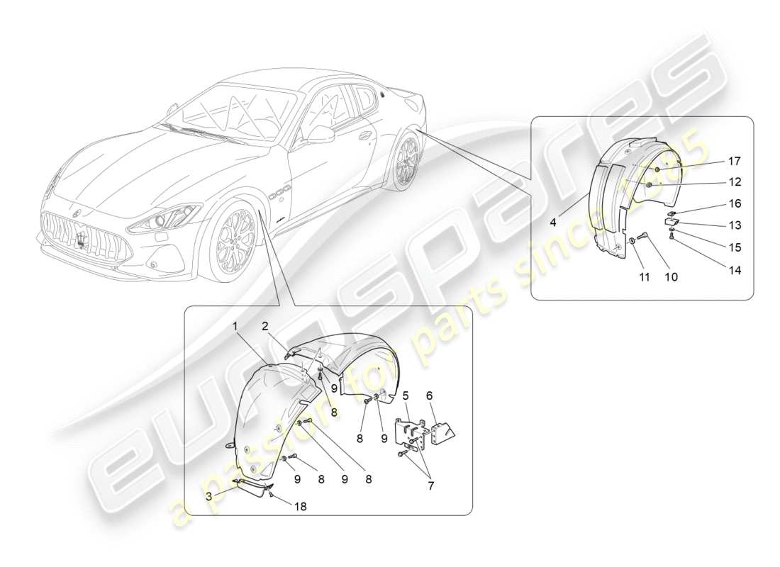 maserati granturismo s (2020) schéma des pièces de la timonerie et des couvercles