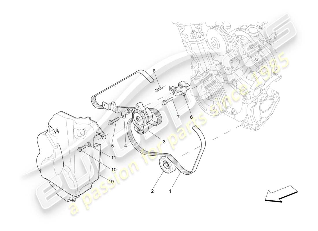 maserati qtp 3.0 tds v6 275hp (2015) schéma des pièces des ceintures des dispositifs auxiliaires