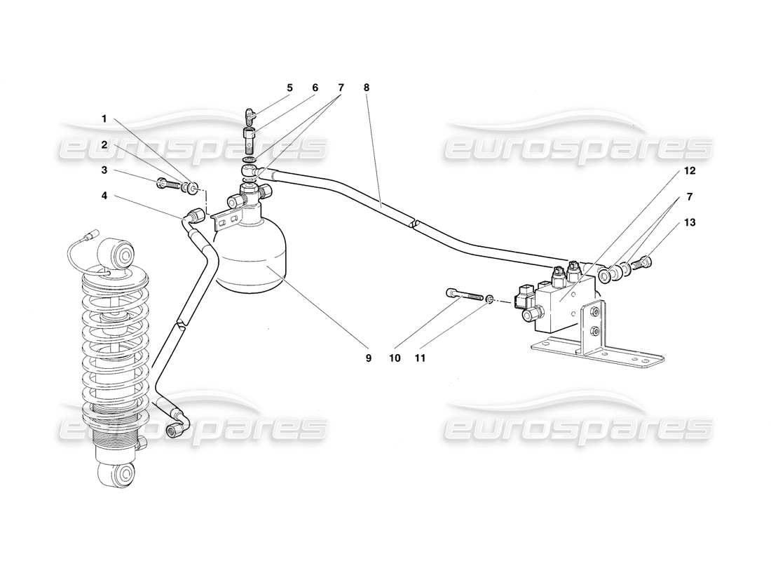 lamborghini diablo sv (1998) lifting system (comfort pack) part diagram