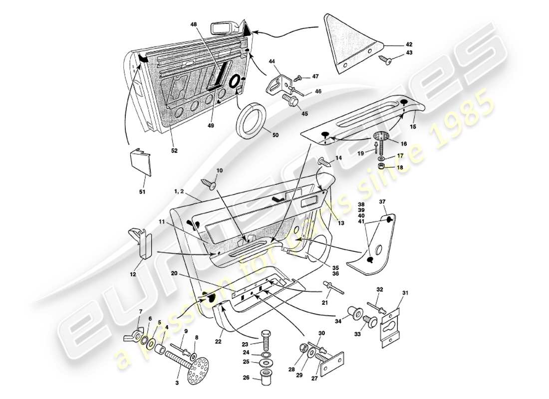 aston martin v8 volante (2000) encadrement de porte schéma des pièces