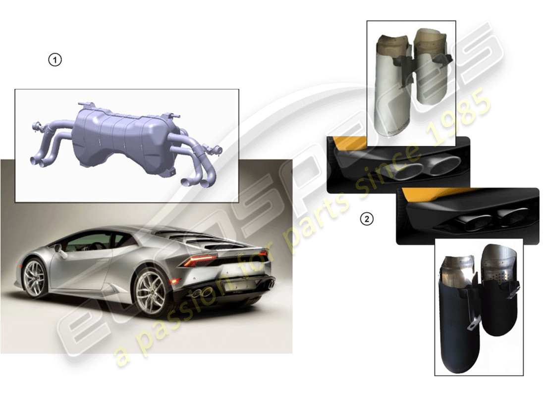 un schéma de pièces du catalogue de pièces lamborghini accessories (lp580-2 spyder)