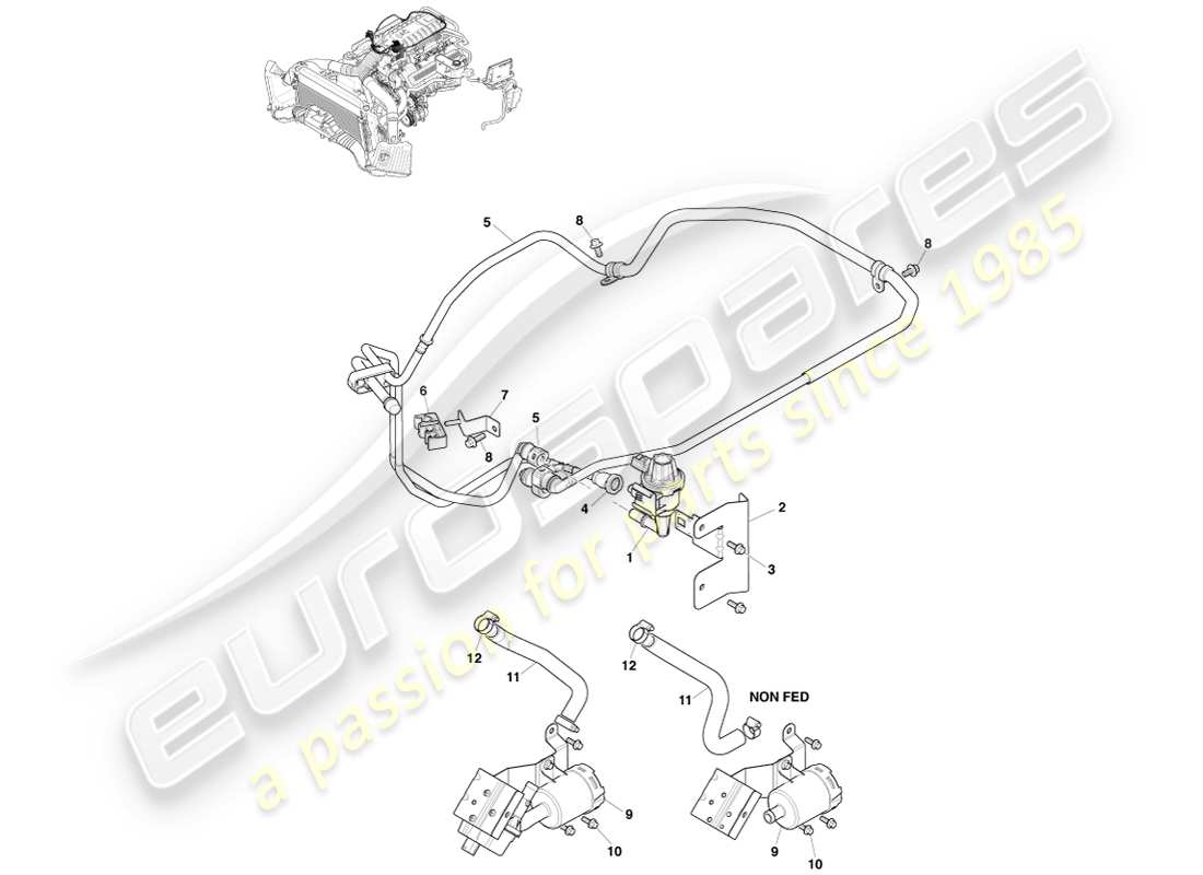 aston martin v8 vantage (2007) diagramme des pièces relatives aux émissions par évaporation