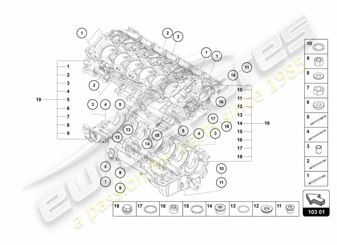 lamborghini centenario coupe (2017) bloc moteur schéma des pièces