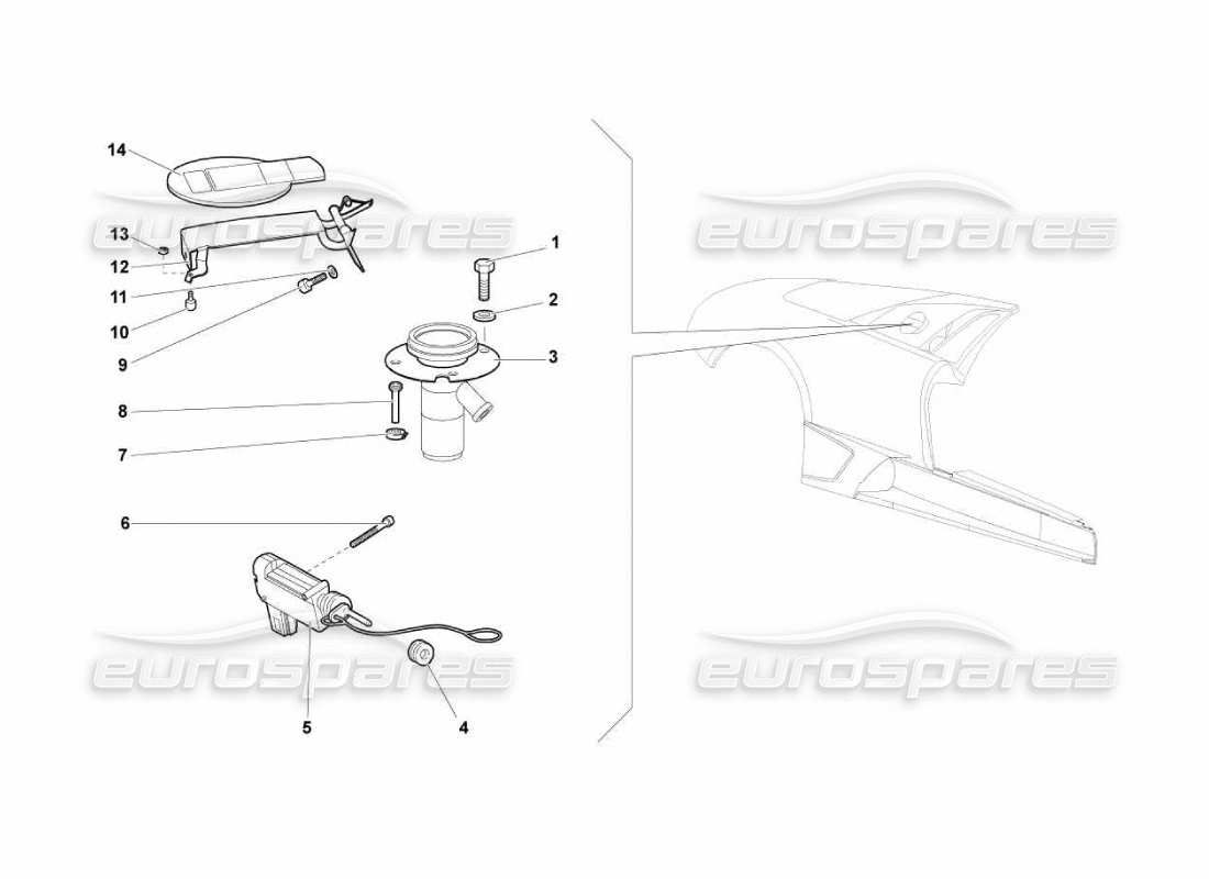lamborghini murcielago lp670 bouchon du réservoir d'essence schéma des pièces