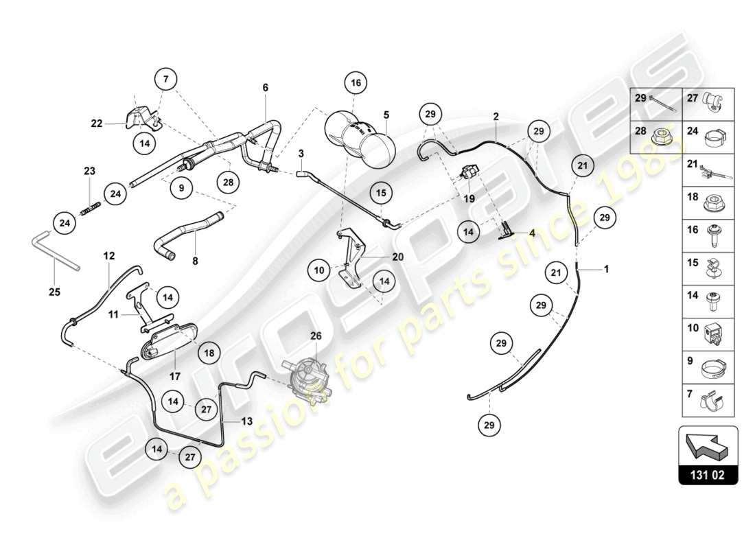 lamborghini lp740-4 s roadster (2021) schéma des pièces du système de vide