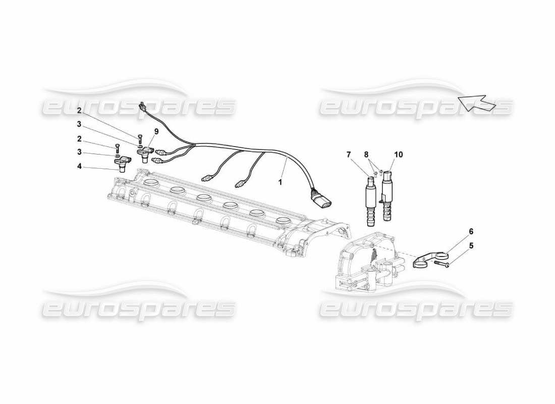 lamborghini murcielago lp670 capteurs de phase diagramme de pièce de culasse gauche