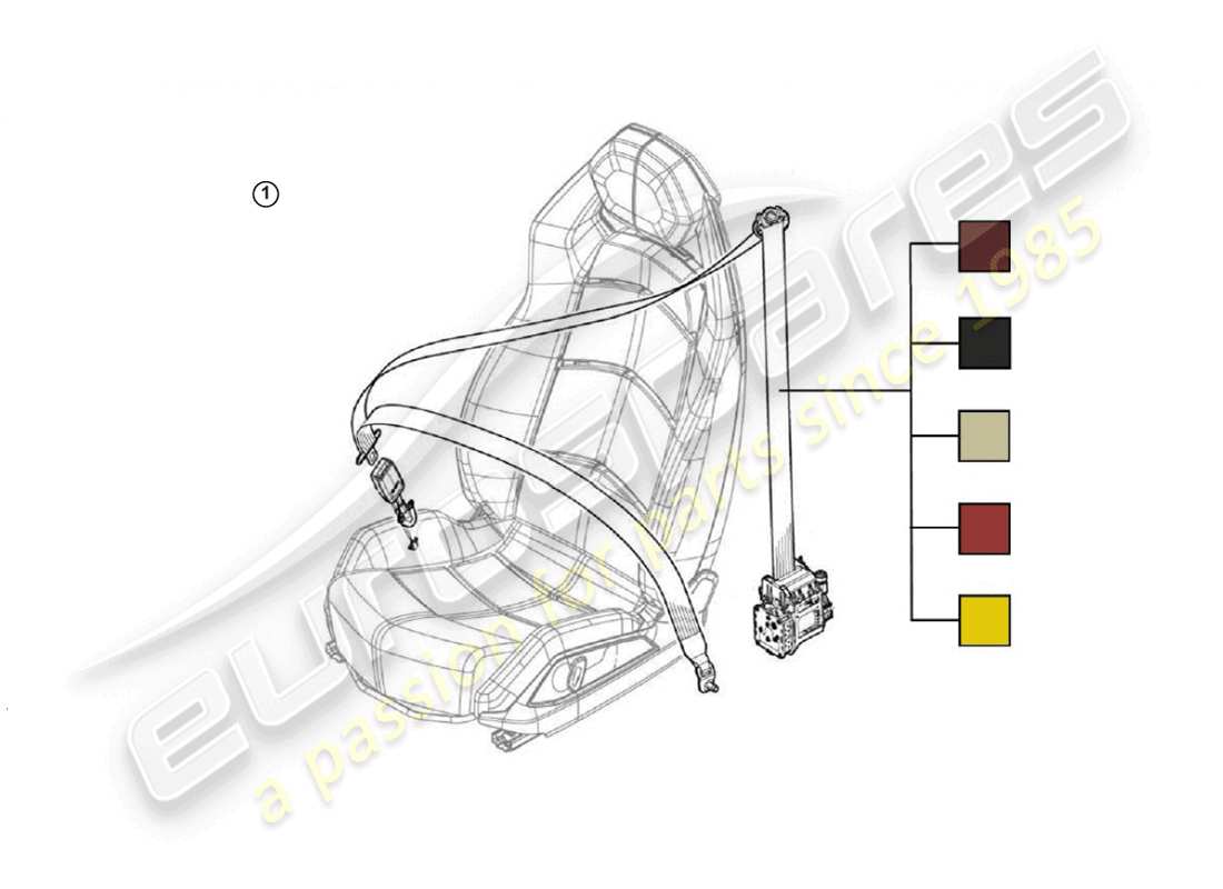 lamborghini huracan lp600-4 zhong coupe (accessories) 1 ensemble : siège à moulinet à inertie à trois points schéma des pièces