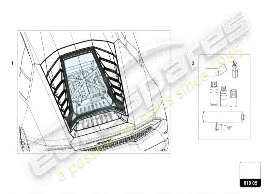 lamborghini huracan lp600-4 zhong coupe (accessories) 1 ensemble de pièces de fixation pour le capot schéma des pièces