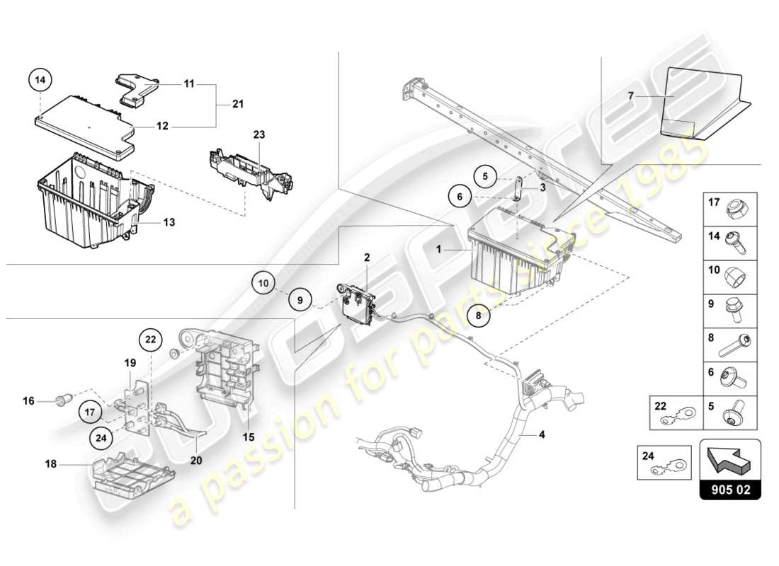 lamborghini lp750-4 sv coupe (2017) électricité centrale schéma des pièces