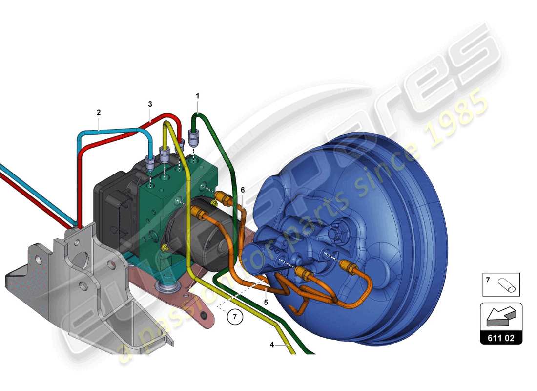 lamborghini 2016 (lp700-4 coupe) servo de frein, tuyaux et système de vide schéma des pièces