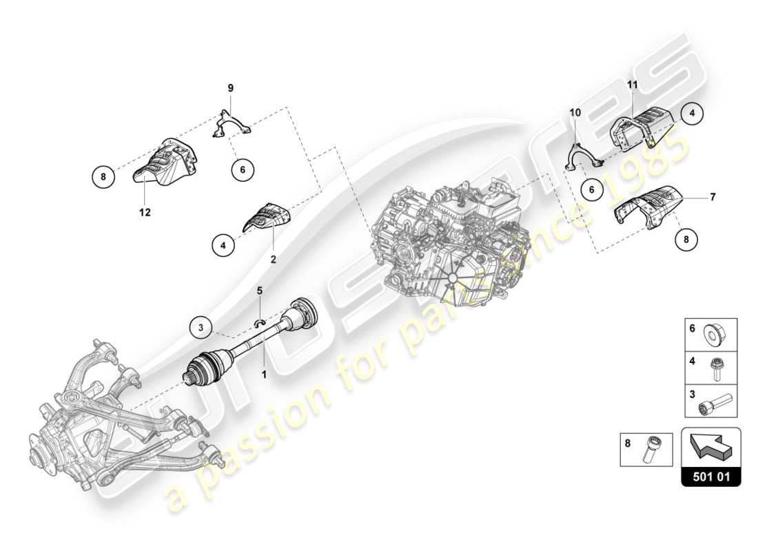 lamborghini performante spyder (2020) arbre d'essieu arrière schéma des pièces