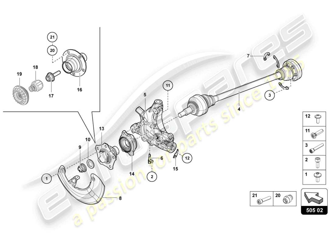 lamborghini lp750-4 sv coupe (2015) arbre de transmission arrière schéma des pièces