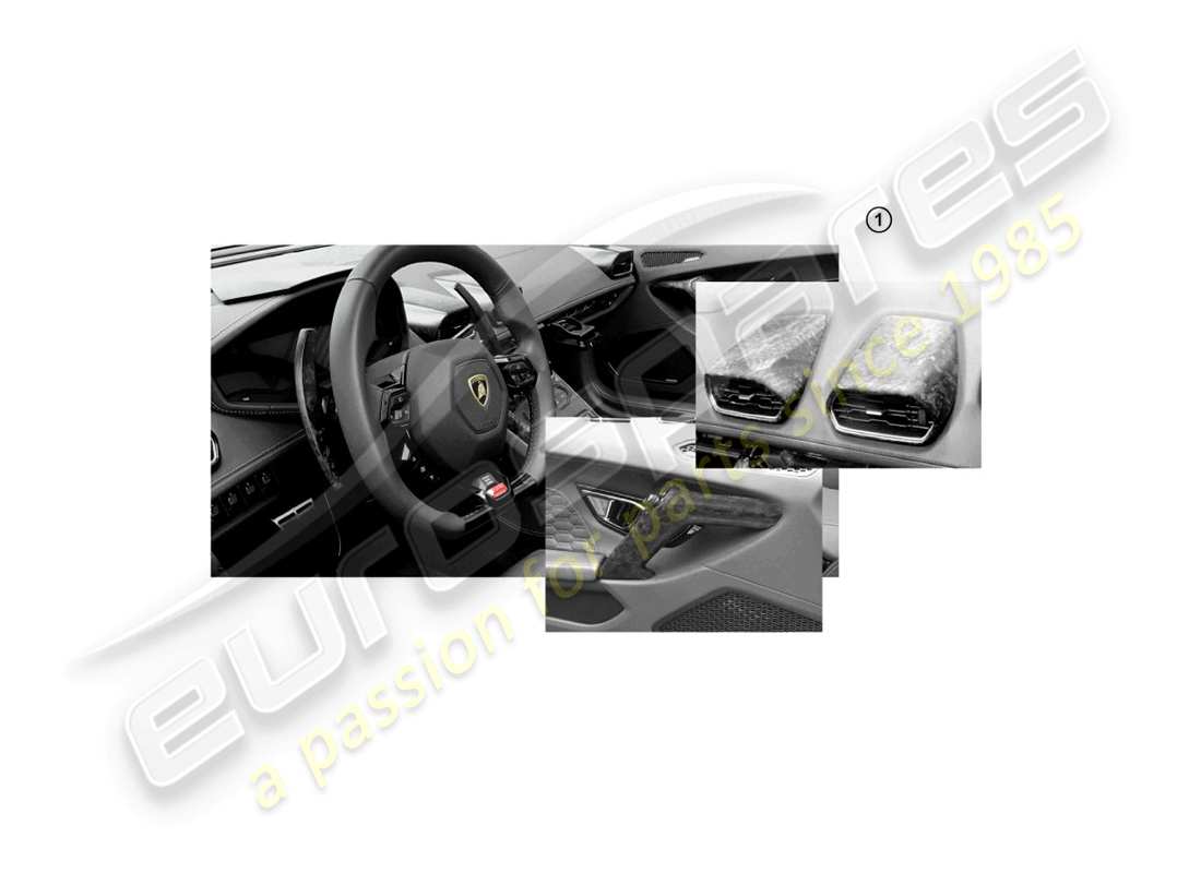 lamborghini huracan lp580-2 spyder (accessories) ensemble de décor pour console centrale et intérieurs de portes schéma des pièces